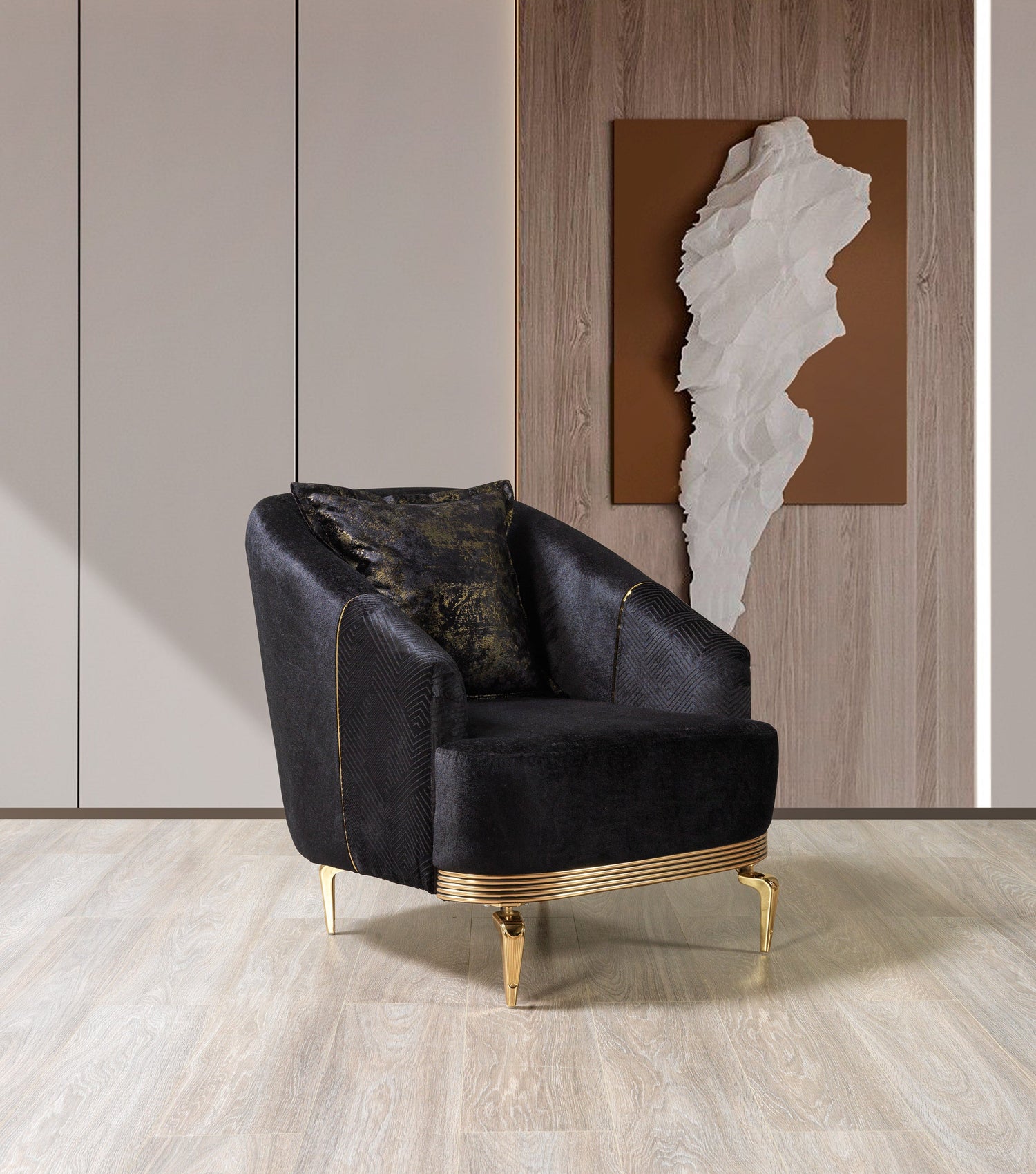 Santana Black Velvet Accent Chair | Modern Living Room Chair