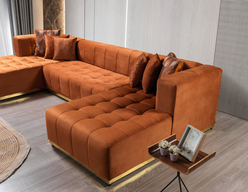 Elisha Velvet Double Chaise Sectional | Luxury Modular Sofa