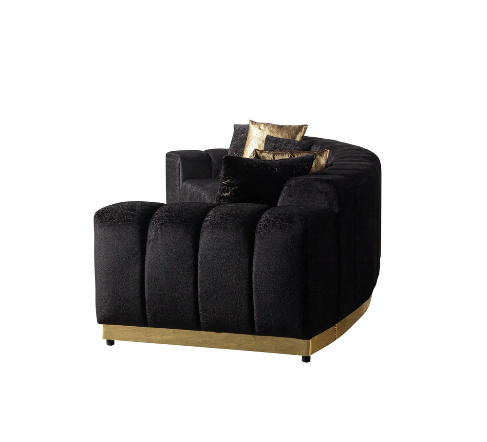 Michelle Black Velvet 3-Piece Curved Sectional