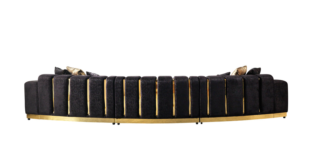 Michelle Black Velvet 3-Piece Curved Sectional