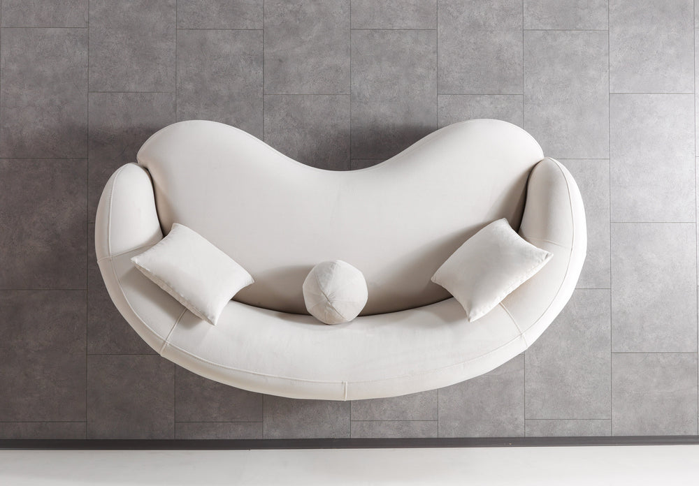 Bonita Ivory Velvet Loveseat 81"