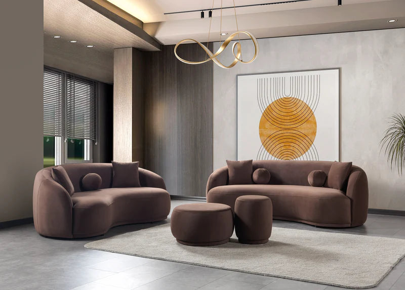 Bonita 2-PC Boucle Sofa & Loveseat – Mocha