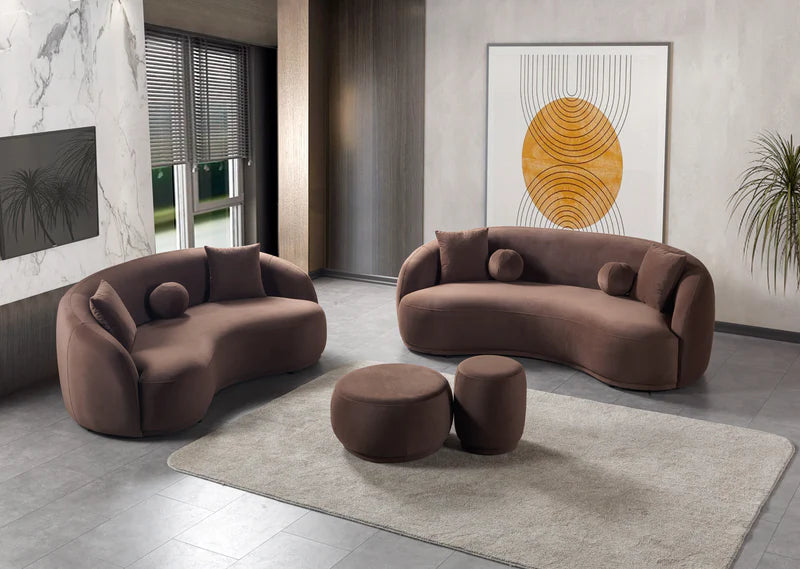 Bonita 2-PC Boucle Sofa & Loveseat – Mocha