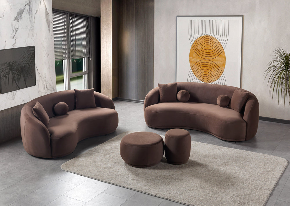 Bonita Coffee Velvet Sofa 91"