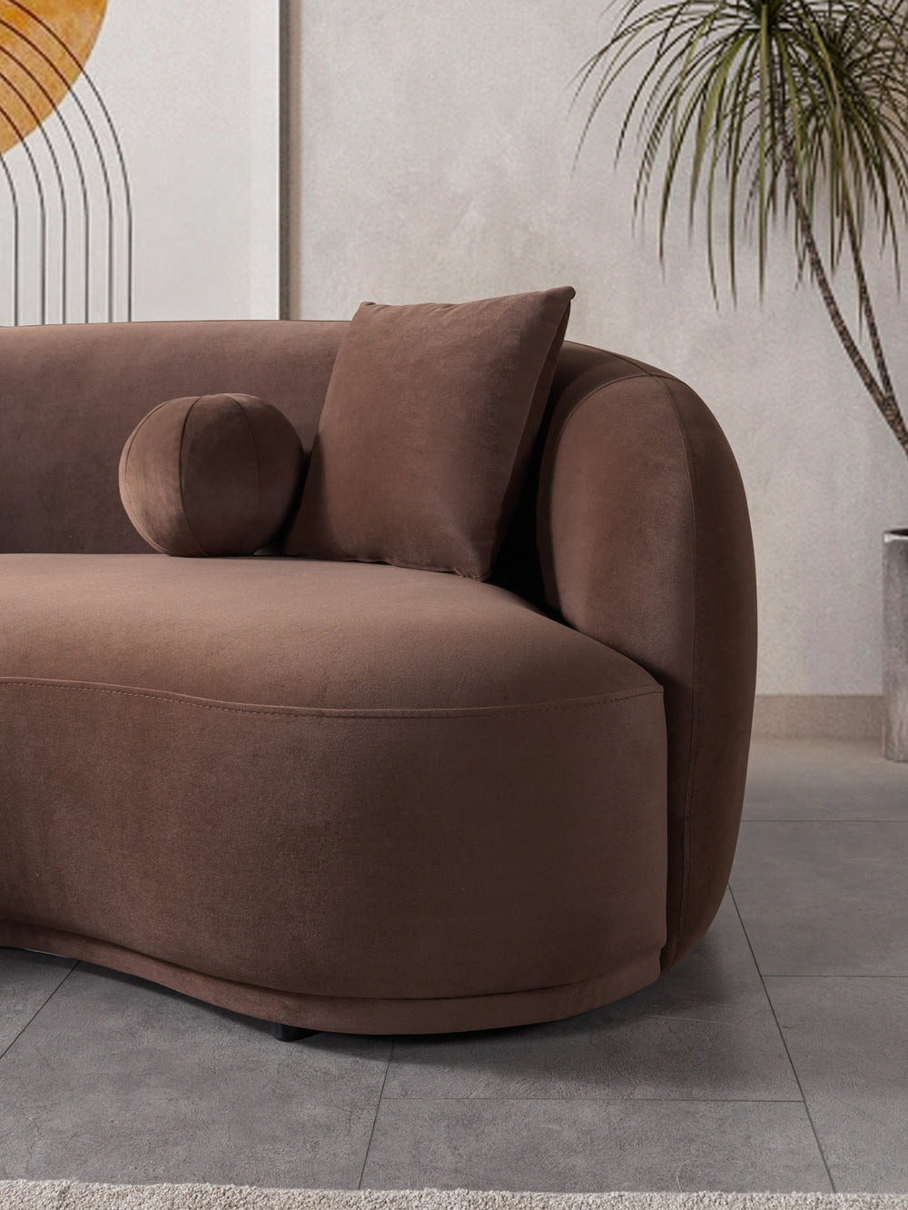 Bonita Coffee Velvet Loveseat 81"