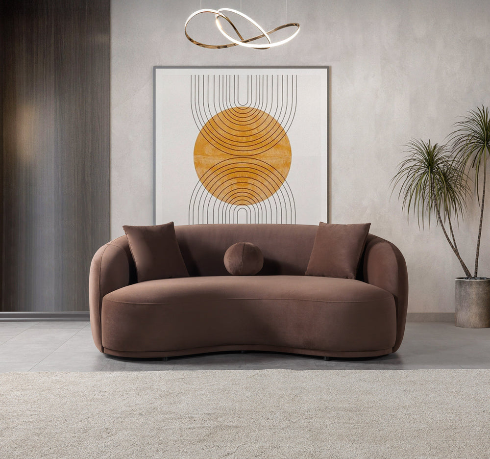 Bonita Coffee Velvet Sofa 91" & Loveseat 81"