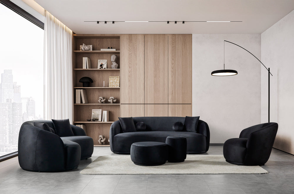 Bonita Black Velvet Sofa 91"