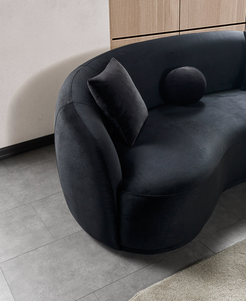 Bonita Black Velvet Sofa 91"