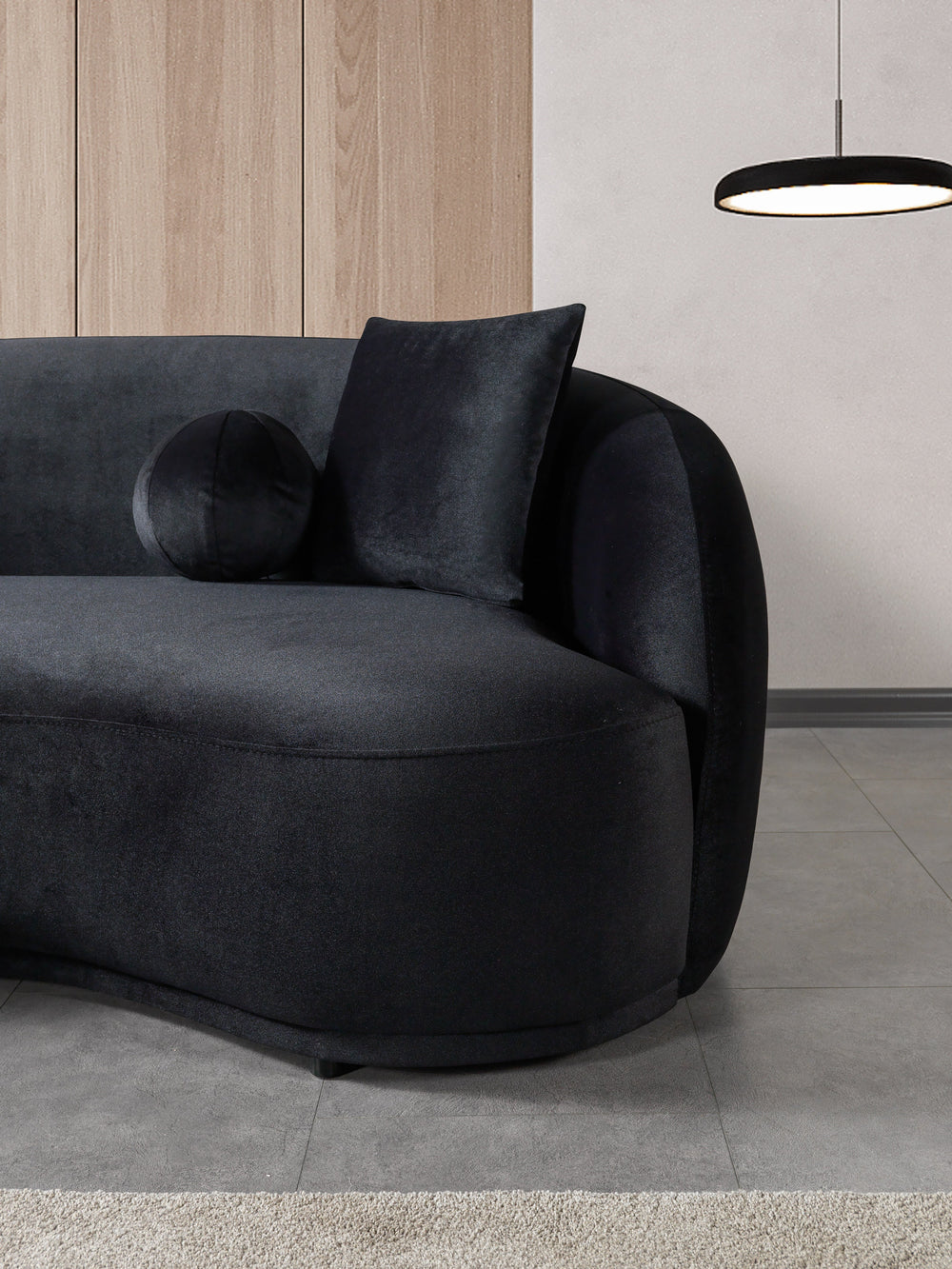 Bonita Black Velvet Sofa 91"