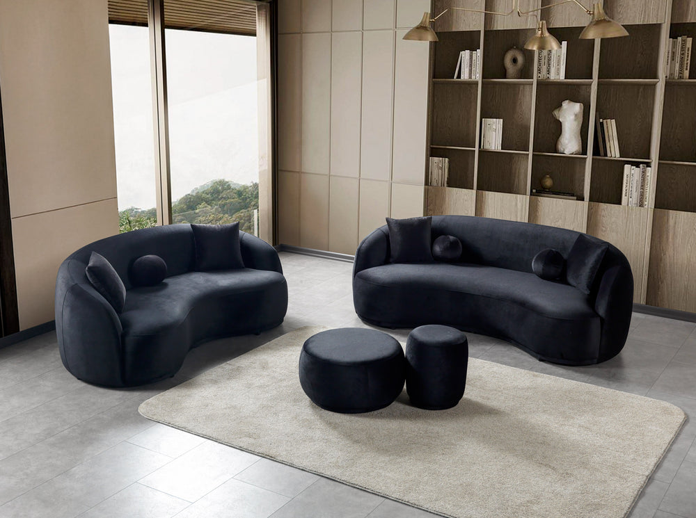 Bonita Black Velvet Sofa 91"