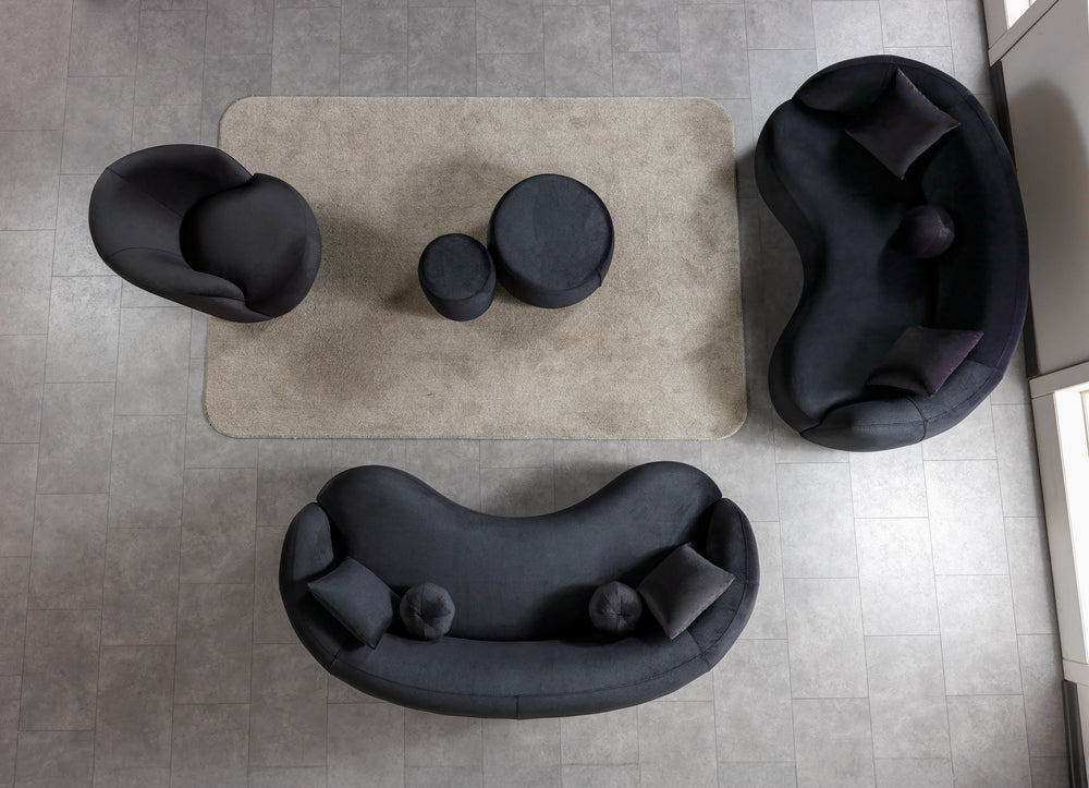 Bonita Black Velvet Sofa 91"