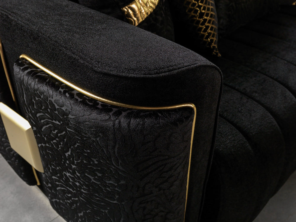 Carlina Black Velvet Sofa & Loveseats