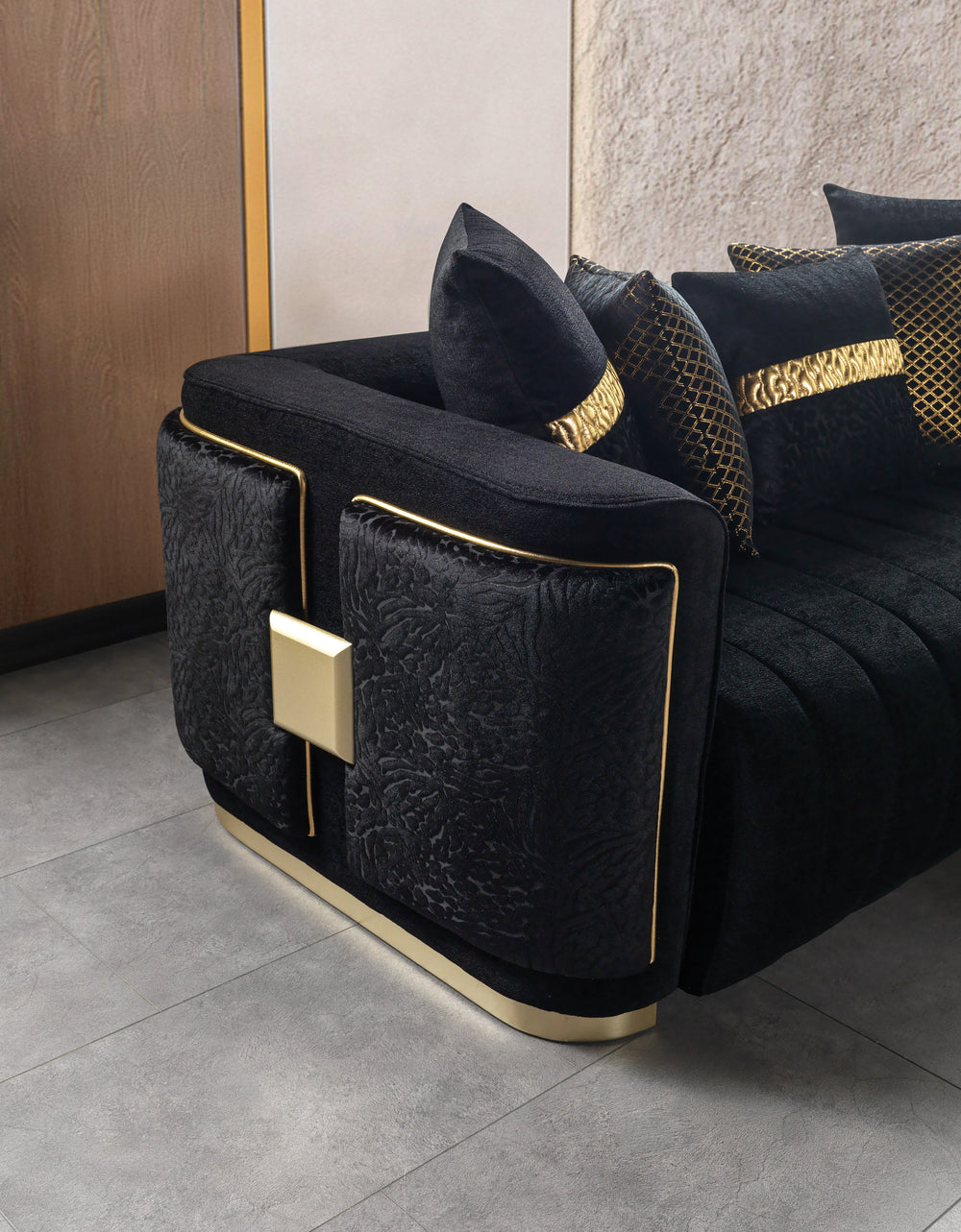 Carlina Black Velvet Sofa & Loveseats