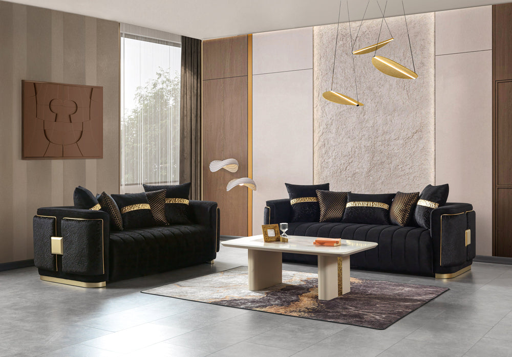 Carlina Black Velvet Sofa & Loveseats