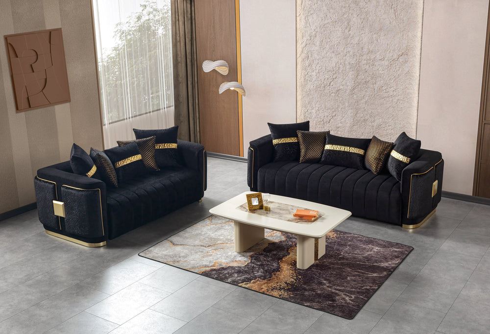 Carlina Black Velvet Sofa & Loveseats