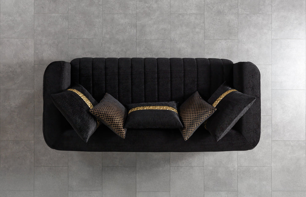 Carlina Black Velvet Sofa & Loveseats