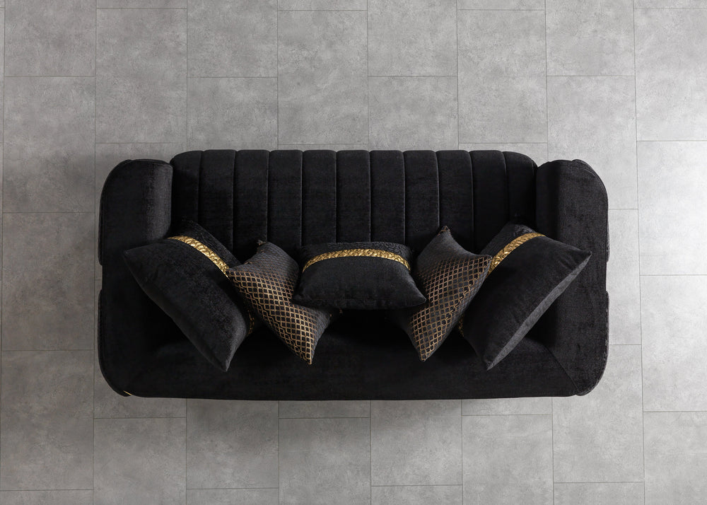 Carlina Black Velvet Sofa & Loveseats