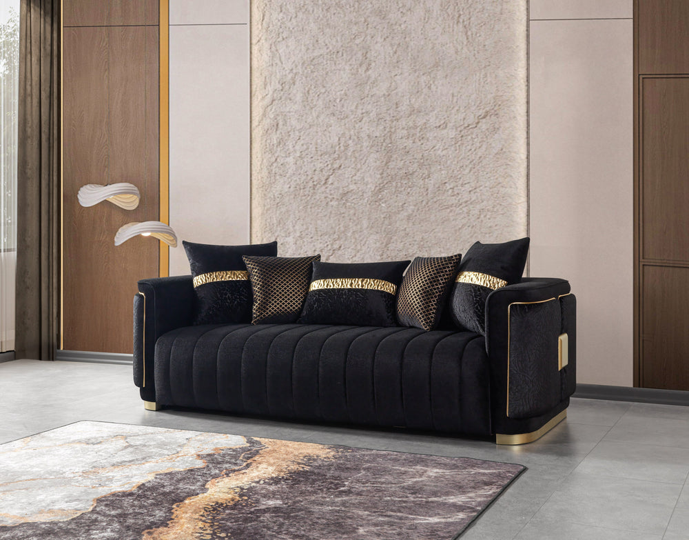 Carlina Black Velvet Sofa