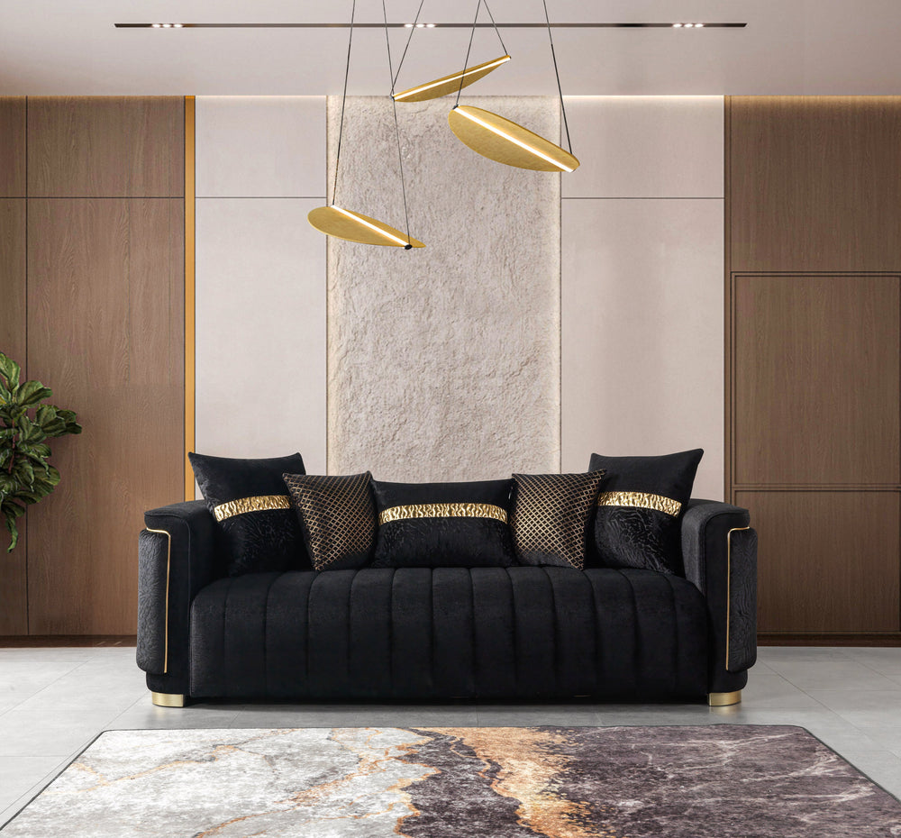 Carlina Black Velvet Sofa & Loveseats