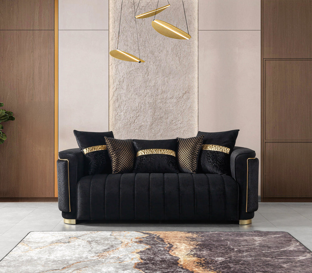 Carlina Black Velvet Sofa & Loveseats