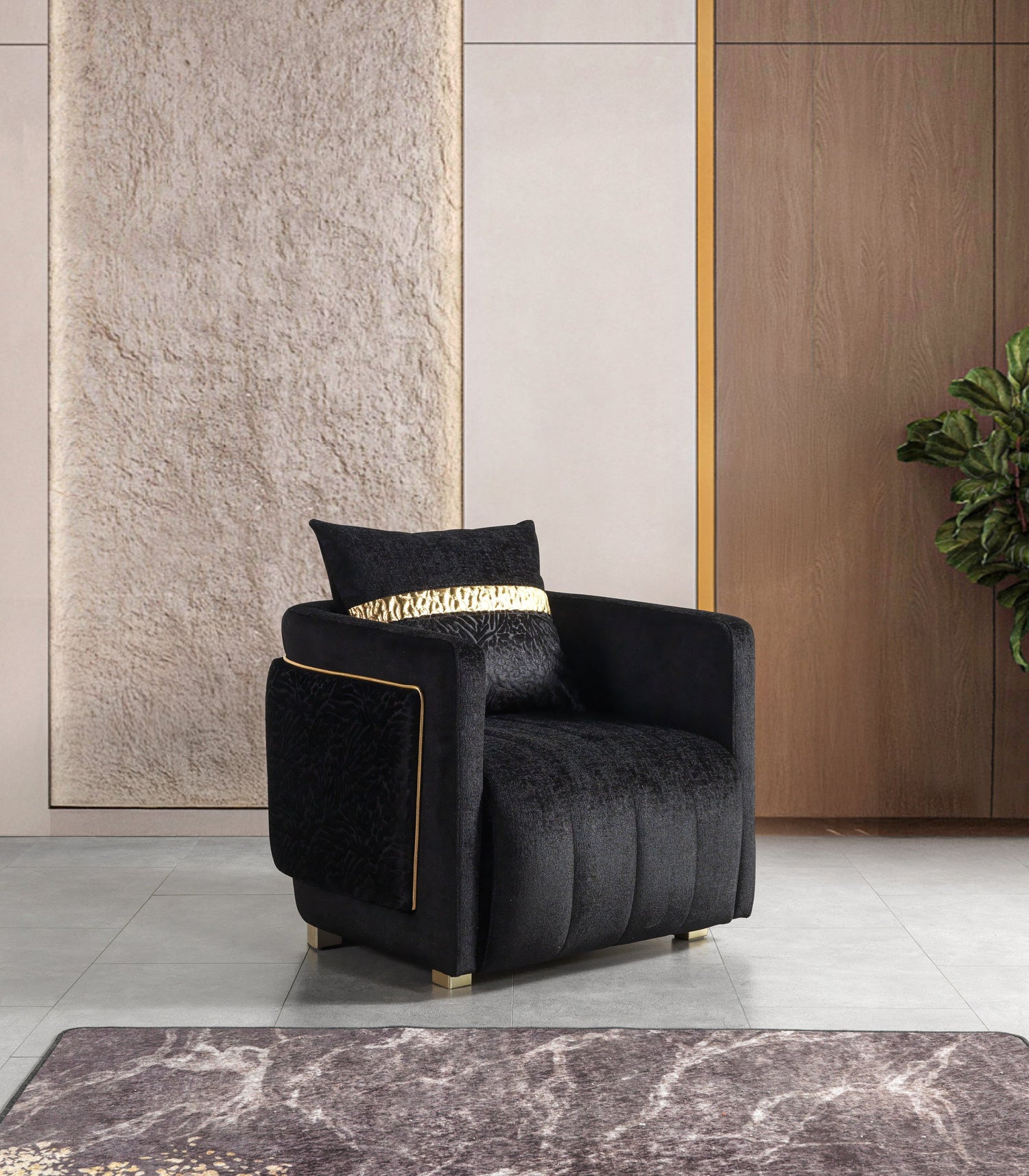 Carlina Black Velvet Chair