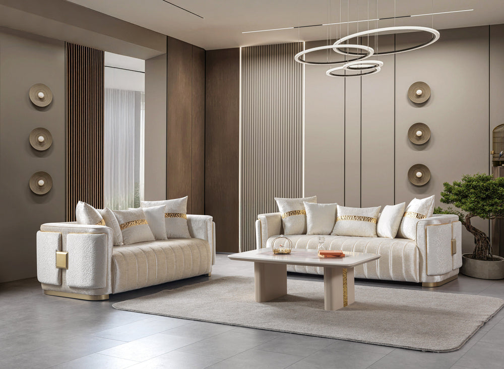 Carlina Ivory Velvet Loveseat