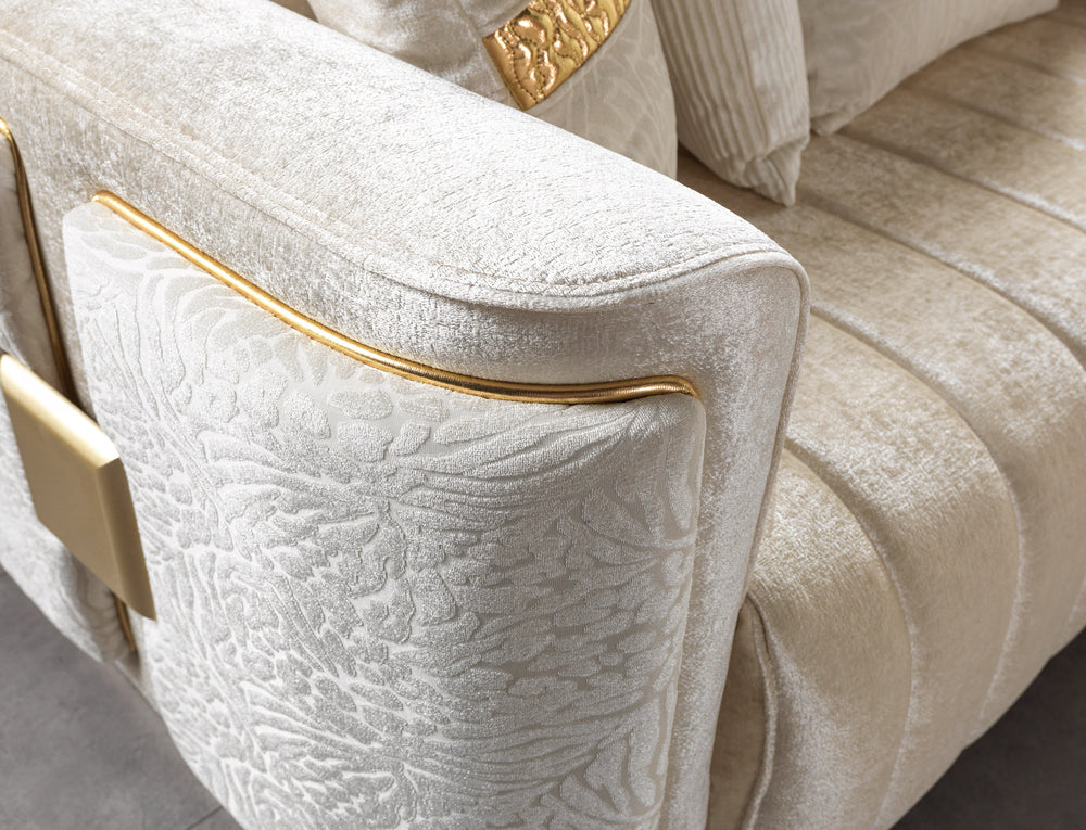 Carlina Ivory Velvet Sofa & Loveseats