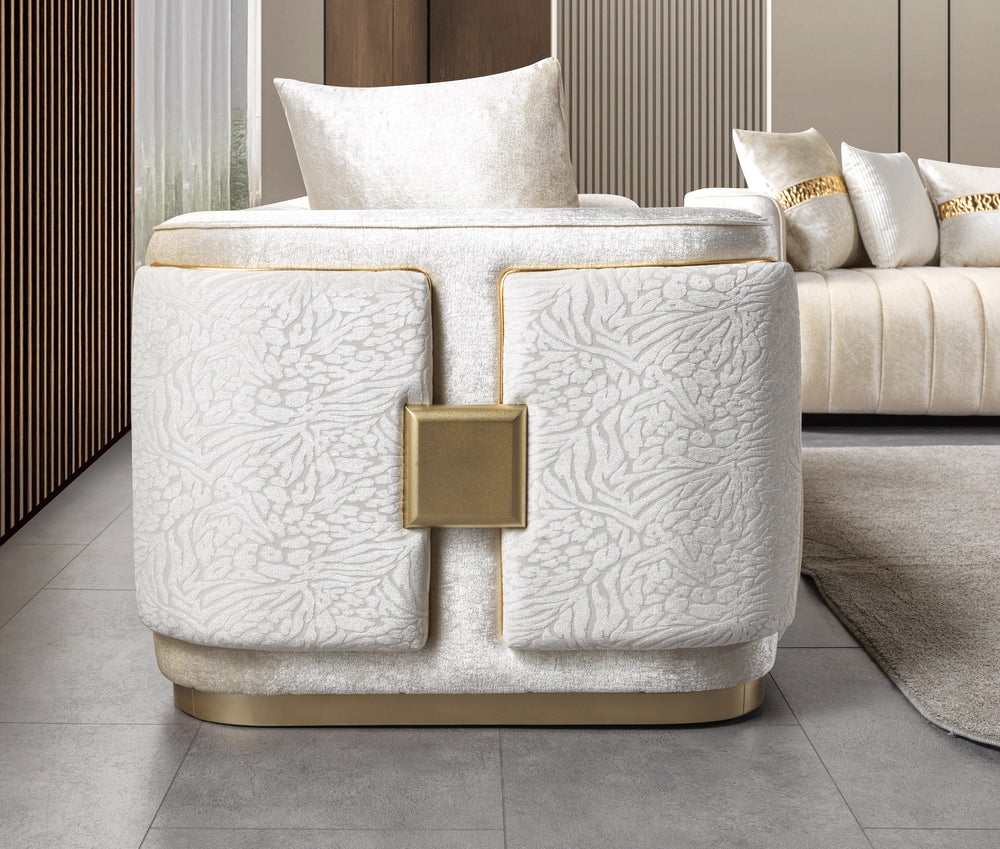 Carlina Ivory Velvet Sofa & Loveseats