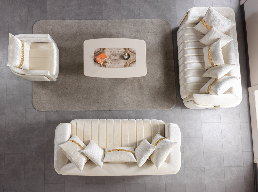 Carlina Ivory Velvet Loveseat