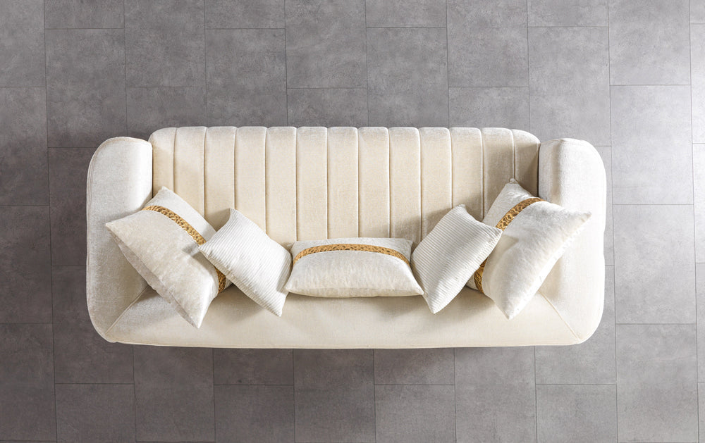 Carlina Ivory Velvet Sofa
