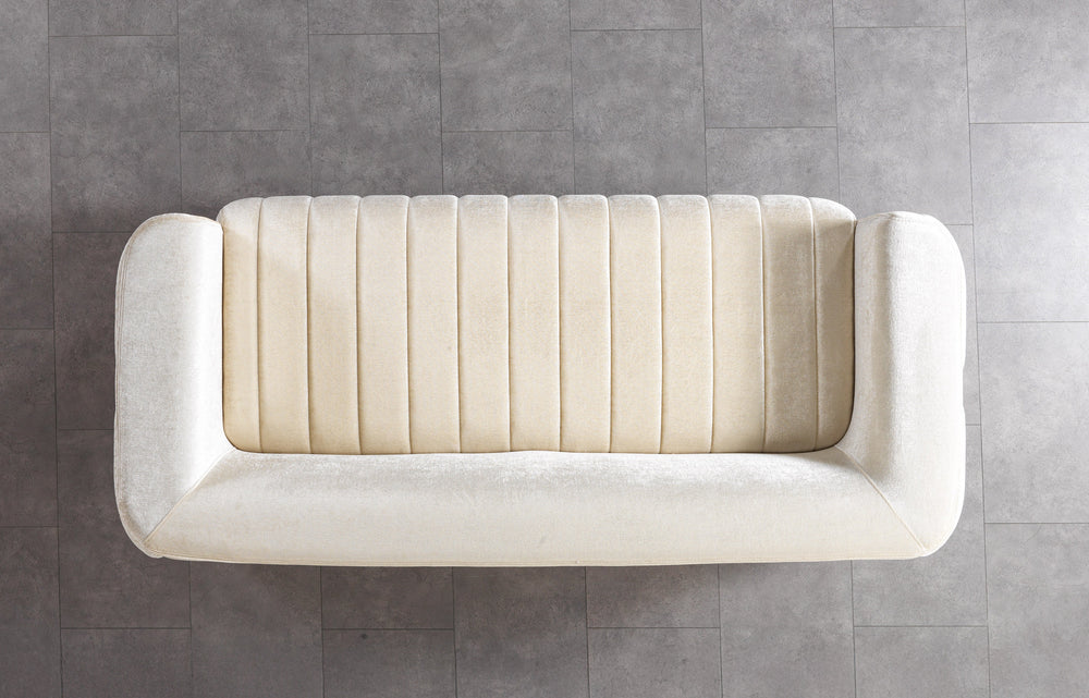 Carlina Ivory Velvet Sofa