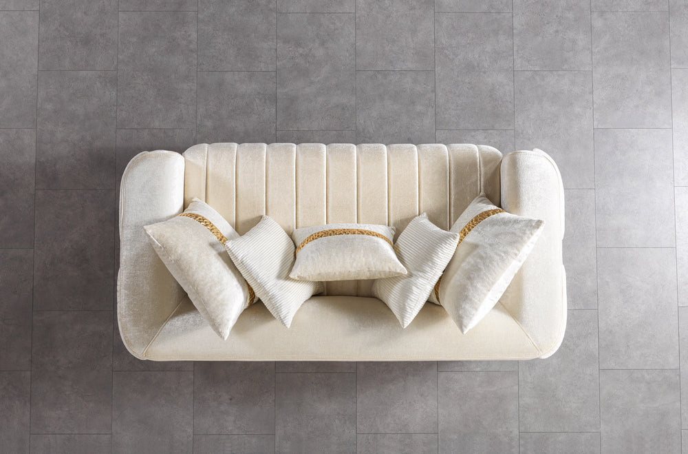 Carlina Ivory Velvet Sofa & Loveseats