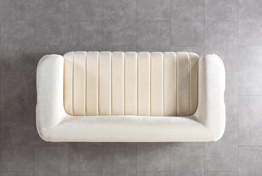 Carlina Ivory Velvet Sofa & Loveseats