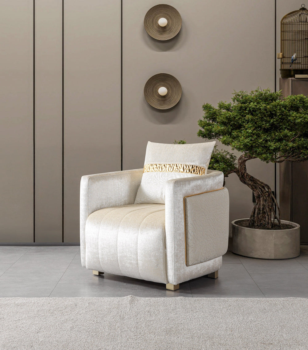 Carlina Ivory Velvet Sofa & Loveseats