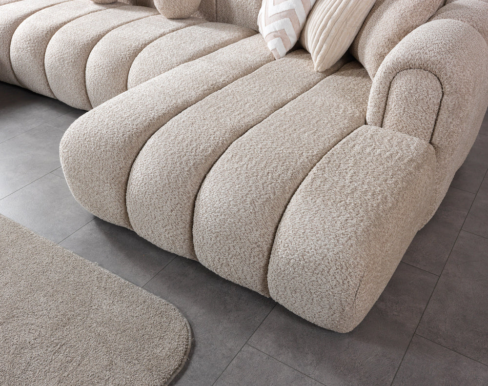 Lis Sand Boucle Double Chaise 147" Sectional