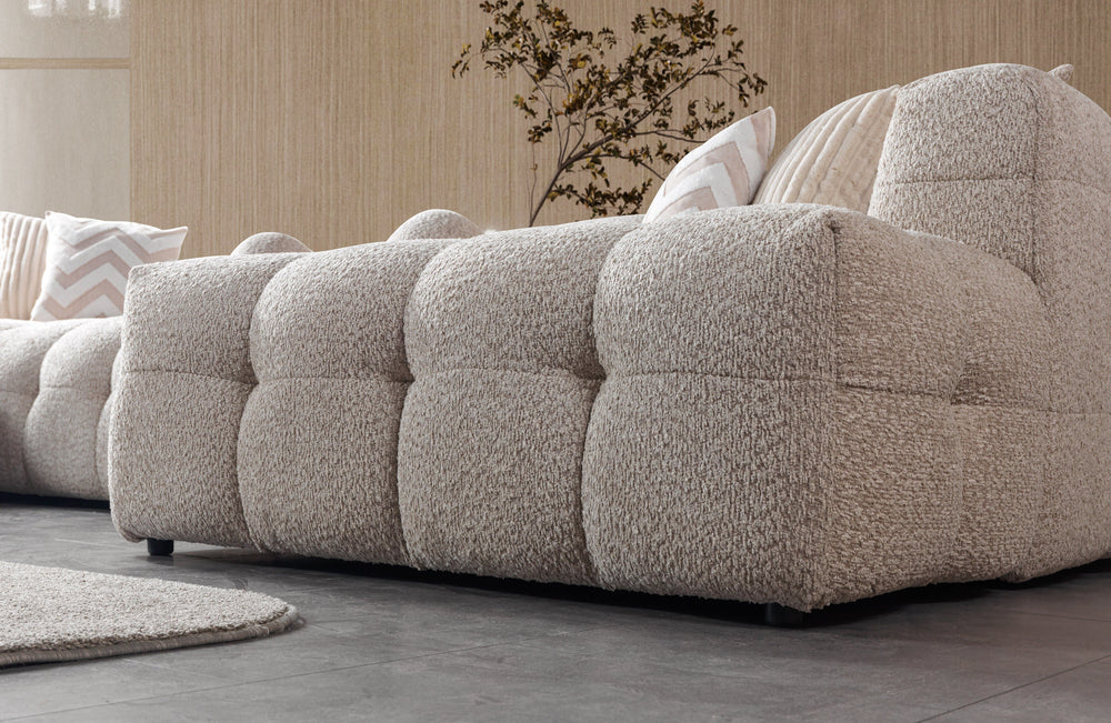 Ivy Sand Boucle Double Chaise 146" Sectional