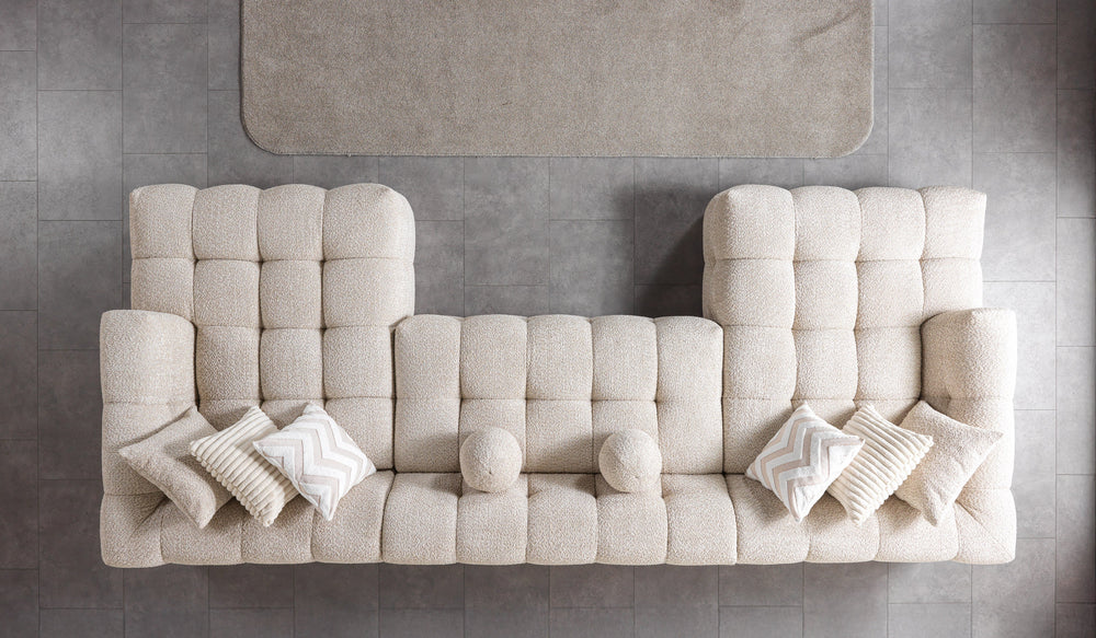 Ivy Sand Boucle Double Chaise 146" Sectional