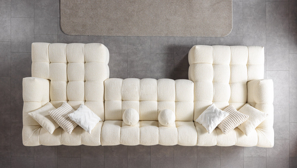 Ivy Ivory Boucle Double Chaise 146" Sectional