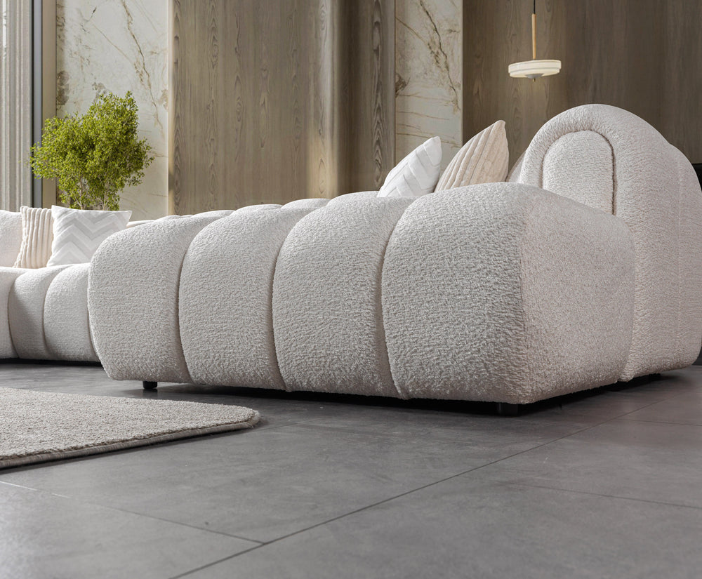 Lis Ivory Boucle Double Chaise 147" Sectional