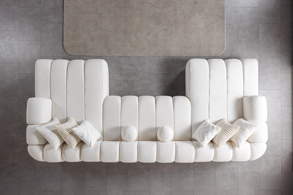 Lis Ivory Boucle Double Chaise 147" Sectional