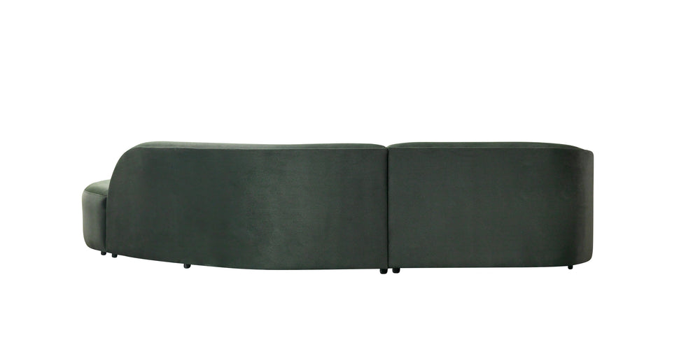 Cloe Green Velvet Curved 134" RAF Sectional