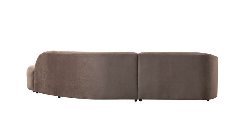 Cloe Coffee Velvet Curved 134" RAF Sectional