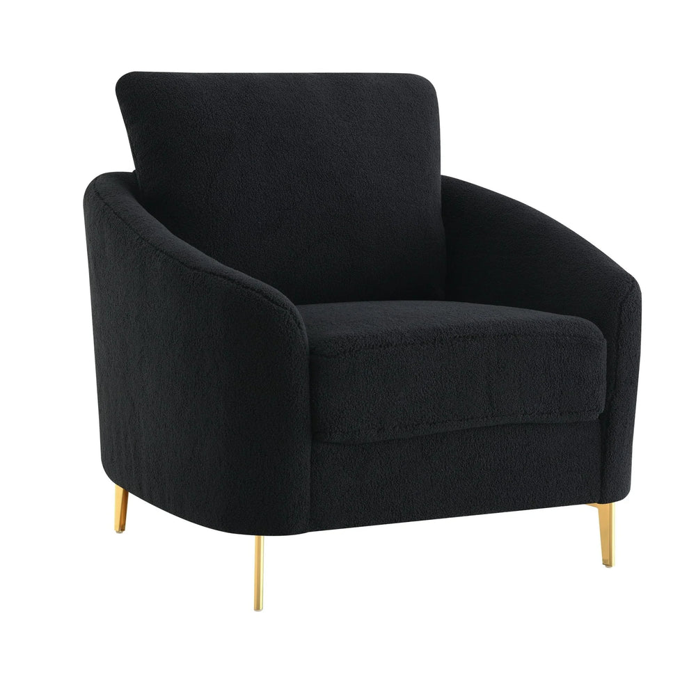 Lila Boucle Accent Chair – Gold Legs | Black, White & Gray