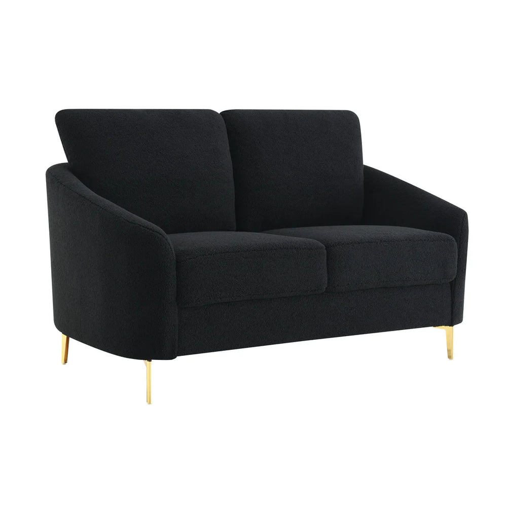Lila Boucle Sofa Set – Sofa, Loveseat & Chair with Gold Legs | 2-PC & 3-PC