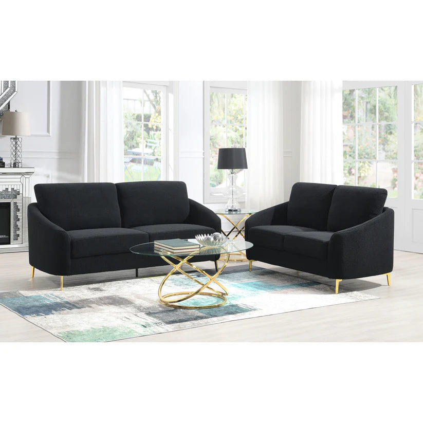 Lila Boucle Sofa Set – Sofa, Loveseat & Chair with Gold Legs | 2-PC & 3-PC
