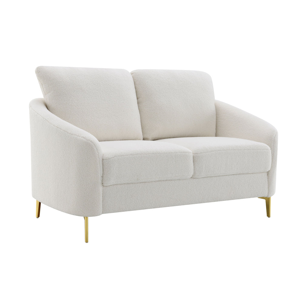 Lila Boucle Sofa Set – Sofa, Loveseat & Chair with Gold Legs | 2-PC & 3-PC