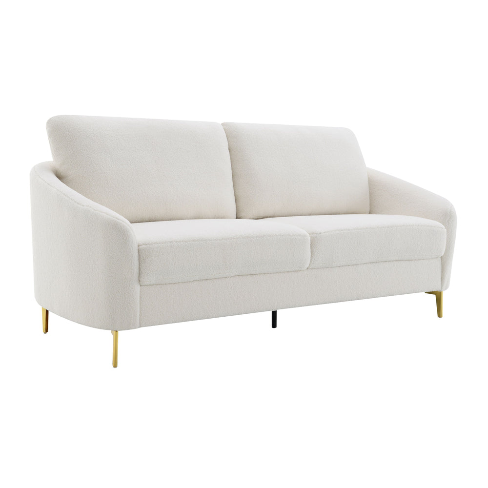 Lila Boucle Sofa Set – Sofa, Loveseat & Chair with Gold Legs | 2-PC & 3-PC