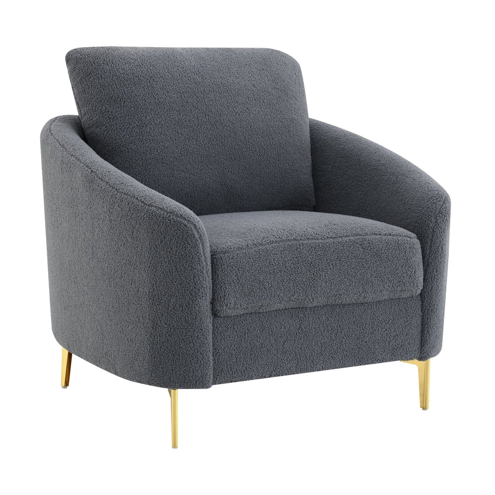 Lila Boucle Accent Chair – Gold Legs | Black, White & Gray