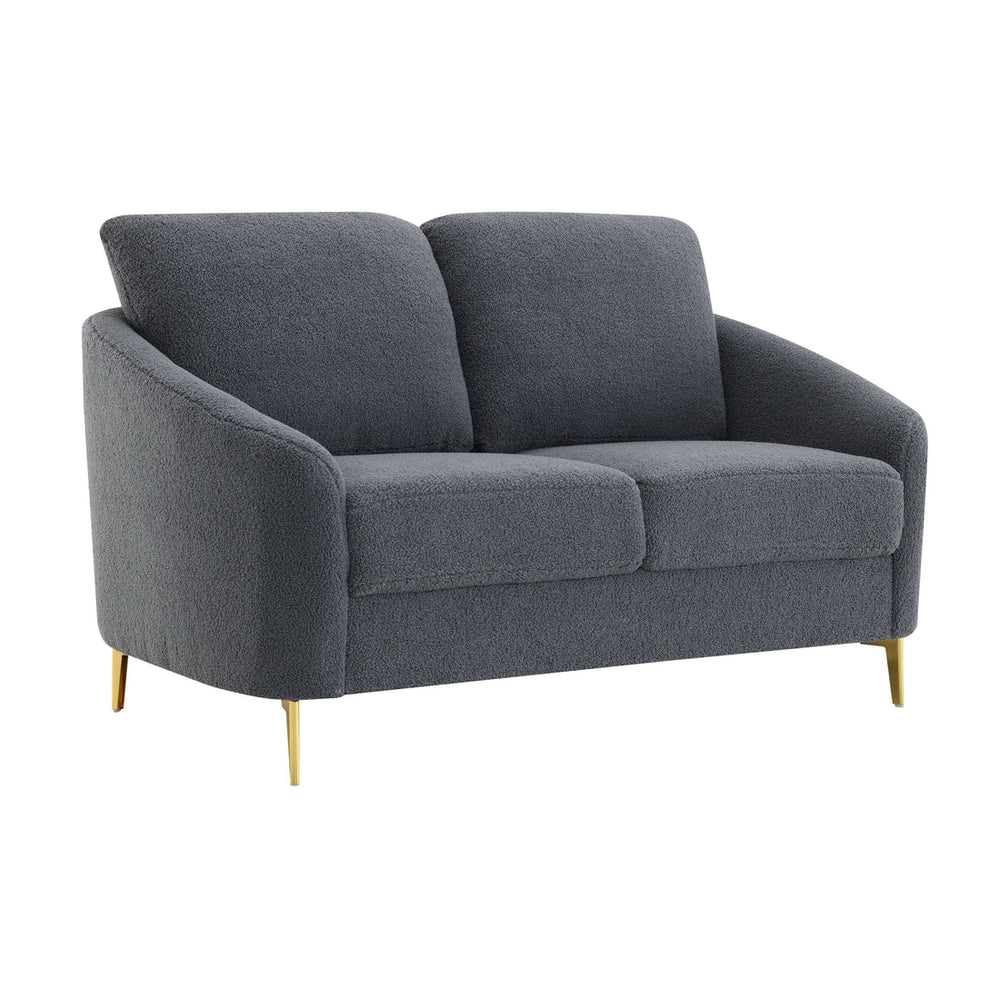 Lila Boucle Sofa Set – Sofa, Loveseat & Chair with Gold Legs | 2-PC & 3-PC