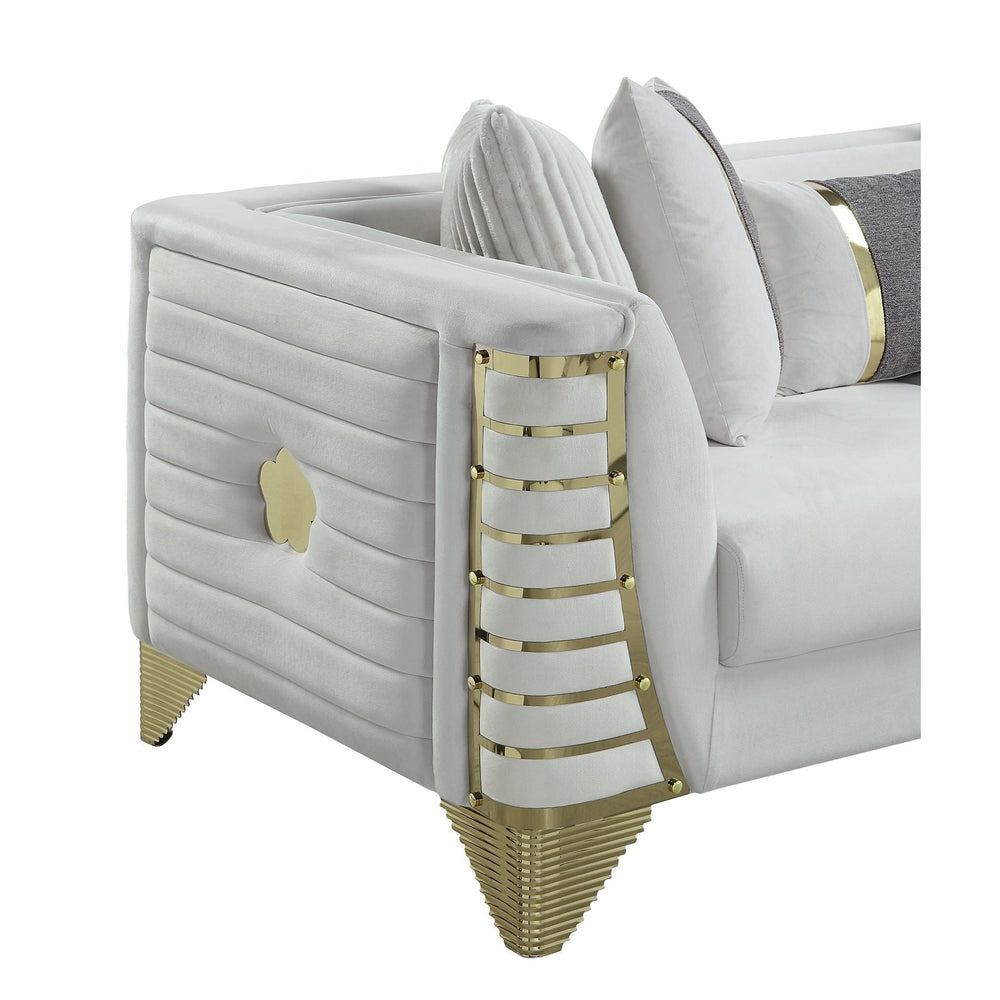 Donovan Cream Velvet Sofa Set